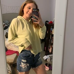 Yellow cropped hoodie